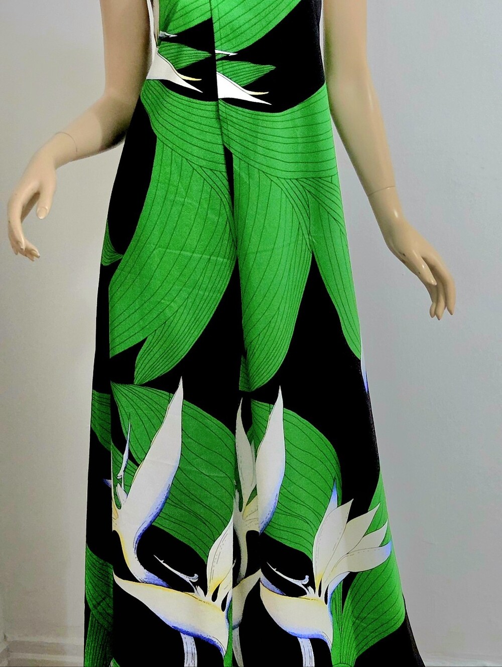 Vtg 60-70s Malihini Hawaii Vrap Dress Emerald Green - Picture 6 of 7